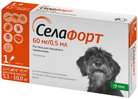Селафорт 60мг/0,5мл для собак 5,1-10 кг