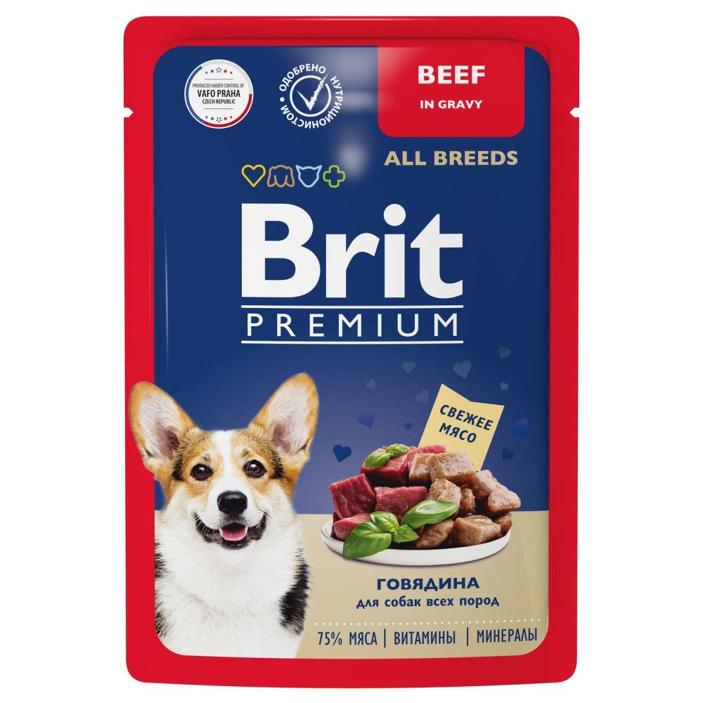 Brit Premium пауч для взрослых собак всех пород говядина в соусе