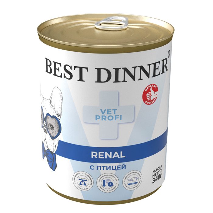 Best Dinner ВетПрофи Конс д/взр/соб Renal при заболеваниях почек с птицей 340г