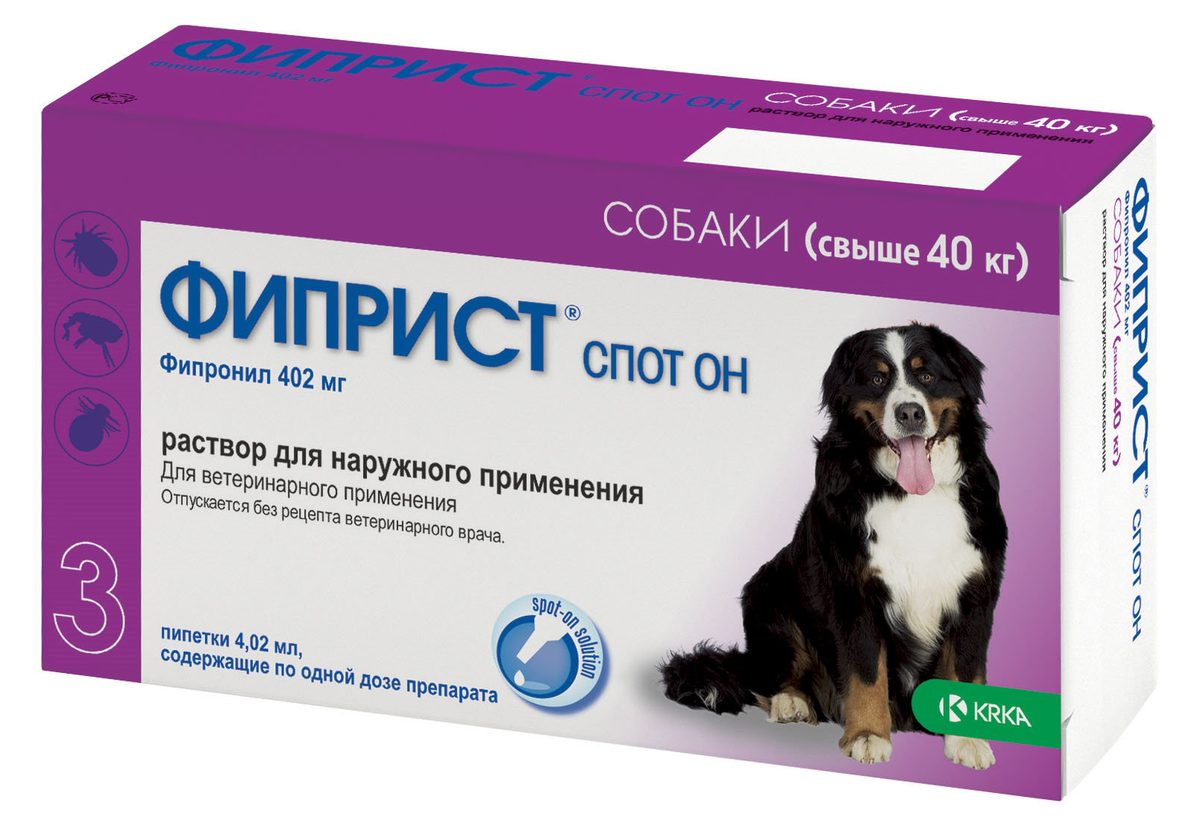 Капли Фиприст Спот Он для собак более 40 кг 402 мг/4,02 мл 1 пип.